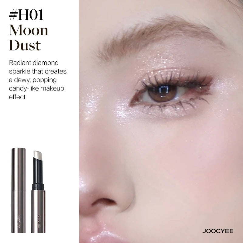 Joocyee Jelly Highlighter Stick Diamond Shimmer Long-Lasting Weightless Feel Waterproof Champagne Cosmetics Face Makeup