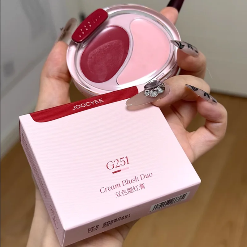 Joocyee Dual Color Blusher Cream Matte Highlight Longlasting Non-smudging Cheek Blush Swelling Atmosphere Not Melting Makeup 7g
