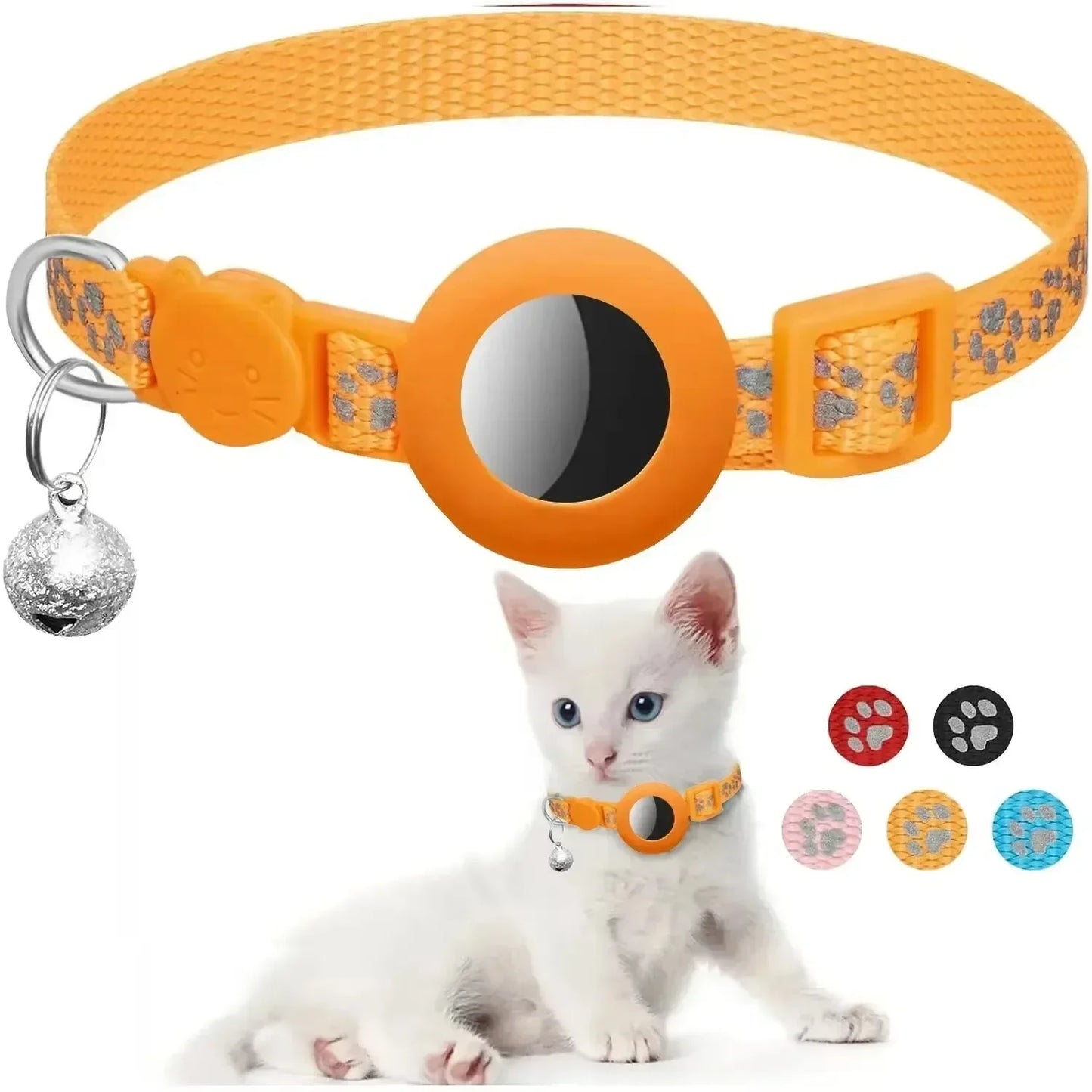 Airtag Cat Collar Breakaway, Reflective Kitten Collar with Apple Air Tag Holder and Bell for Girl Boy Cats, 0.4 Inches