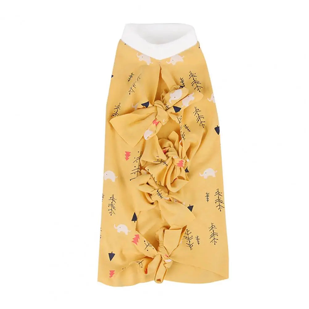 Elastic Cat Collar Breathable Cartoon Print Cat Recovery Suit with Elastic Neck Bandage for Female Cat Spay Surgery for Post-op
