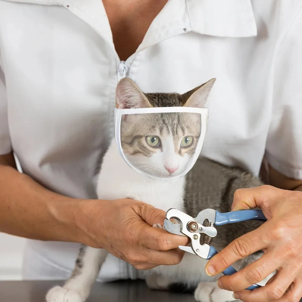 Pet Cat Bathing Grooming Tool with Transparent Mouth and Nose Mask Effective Anti-biting Cat Nail Clipper Auxiliary Tools 강아지 미용