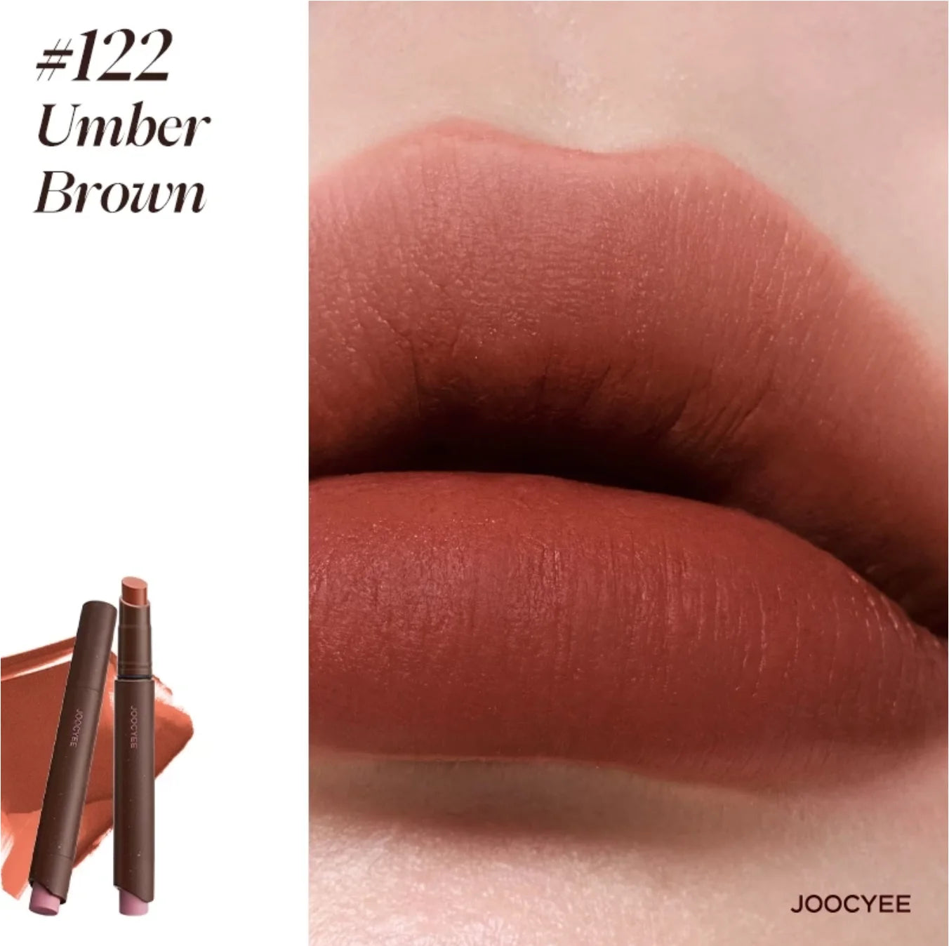 JOOCYEE Lipstick Velvet Matte Smooth Light Non-Stick Cup Non-Fading Low-Saturation Longlasting High-Coverage Lip Makeup 3g