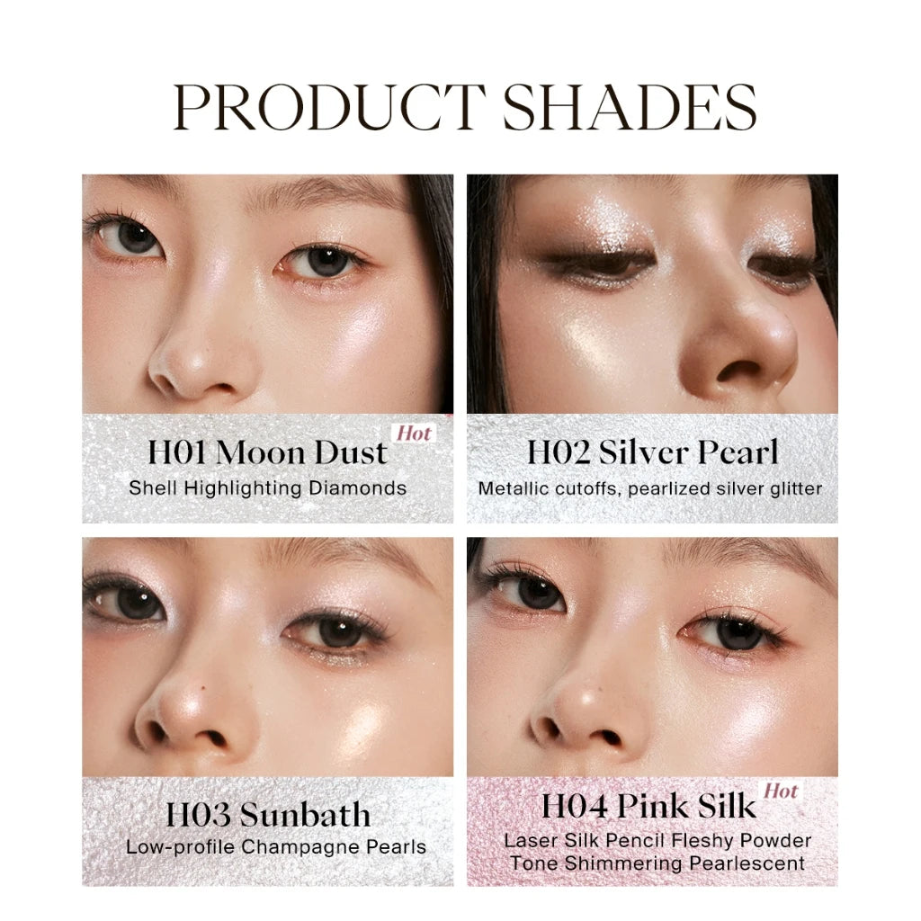 Joocyee Jelly Highlighter Stick Diamond Shimmer Long-Lasting Weightless Feel Waterproof Champagne Cosmetics Face Makeup