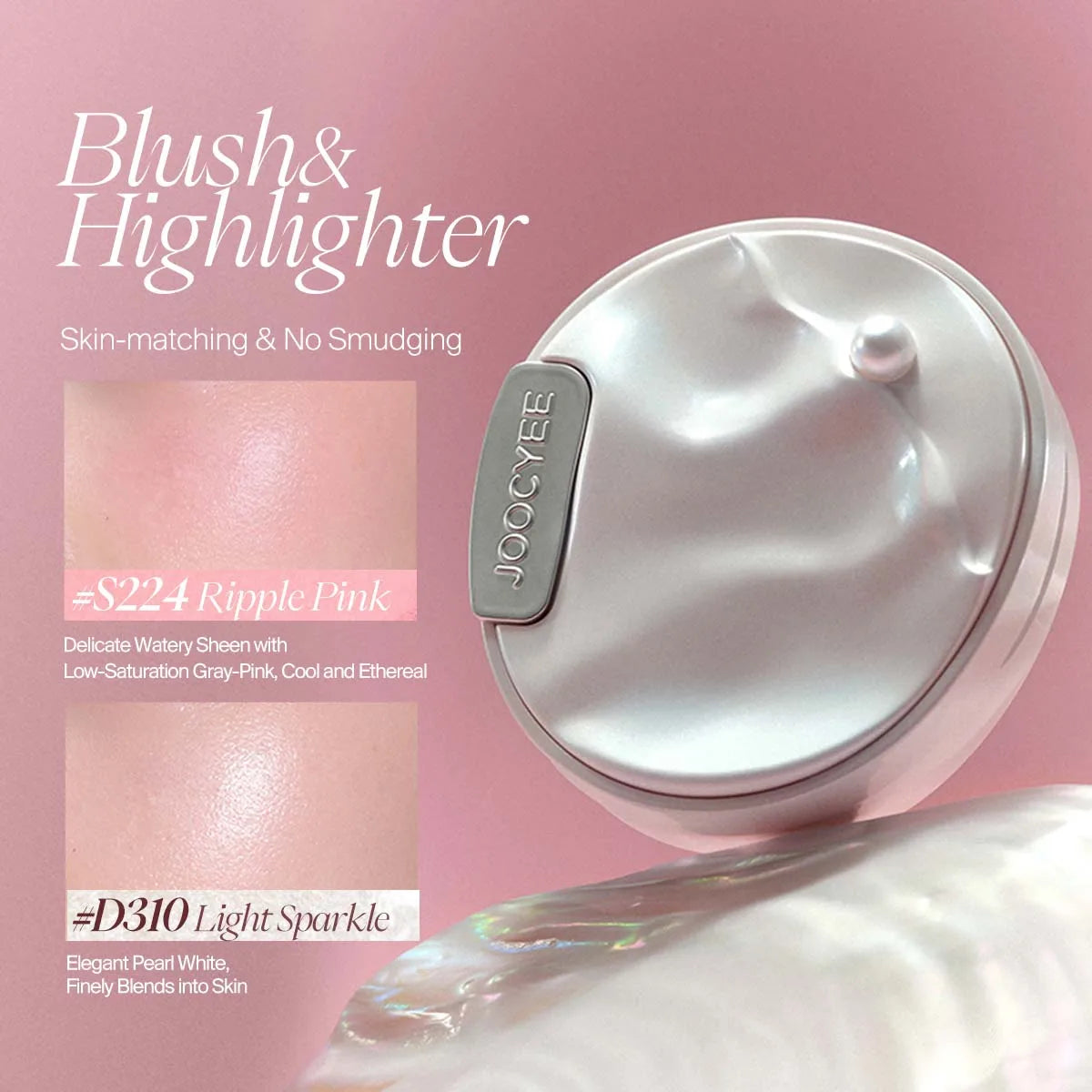 JOOCYEE Blush Highlighter Powder Matte Nude Shimmer Brighteen Single Color Easy to Apply Waterproof Long Lasting Makeup 4g