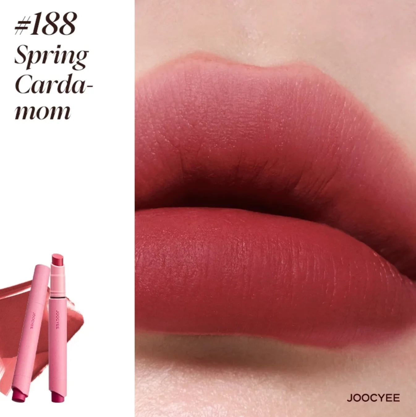 JOOCYEE Lipstick Velvet Matte Smooth Light Non-Stick Cup Non-Fading Low-Saturation Longlasting High-Coverage Lip Makeup 3g