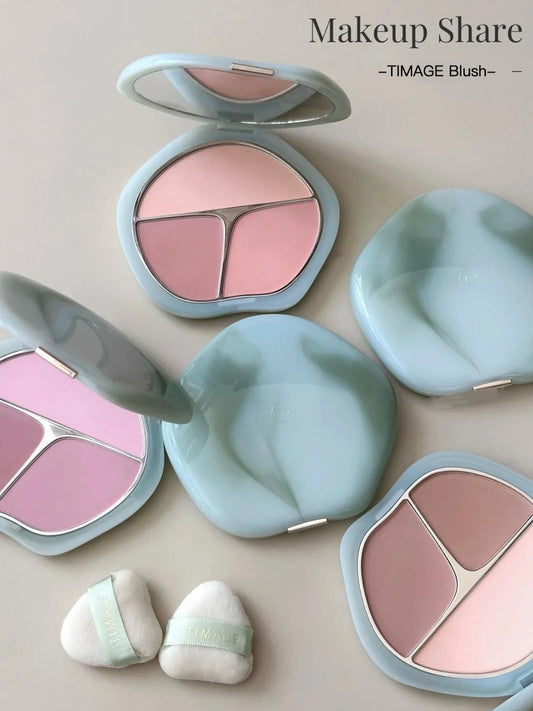 TIMAGE 3color Powder Blusher Pink Brightening Cheek Blush Rouge Plate Expansion Color  Milk Tea Plate Model Colors