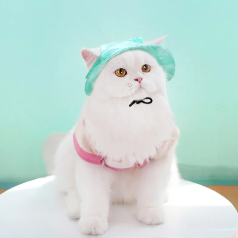 1PC 6Color Funny Cat Costume Sun Hats with Ear Holes Tie-dyed Style Pet Little Dog Cap Kedi Sunhat Mascotas Grooming Accessories