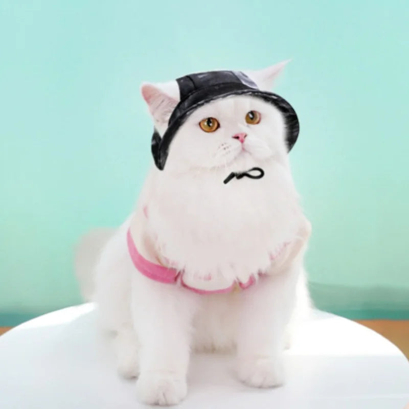 1PC 6Color Funny Cat Costume Sun Hats with Ear Holes Tie-dyed Style Pet Little Dog Cap Kedi Sunhat Mascotas Grooming Accessories