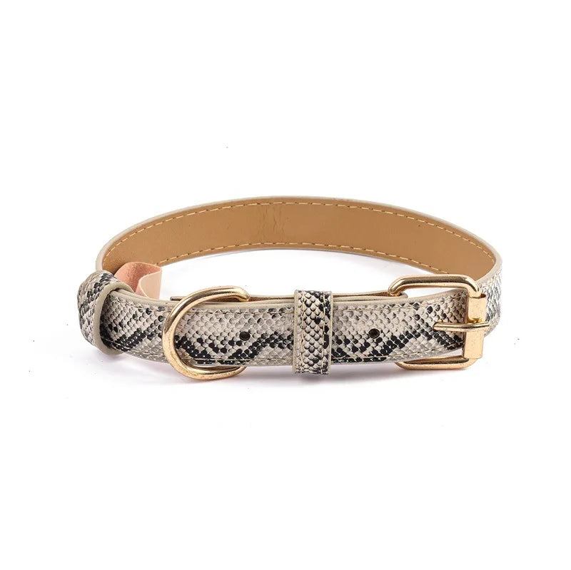 Fashionable Leopard Print Dog Collar PU Soft Adjustable Pet Collar Durable Dog Collars for Small Medium Dogs Outdoor Pet Supplie