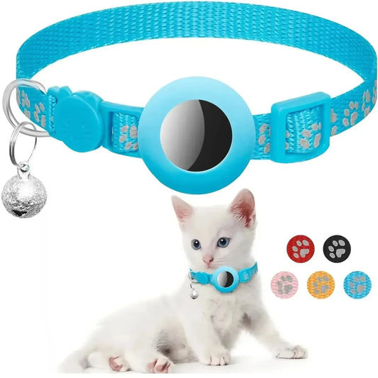 Airtag Cat Collar Breakaway, Reflective Kitten Collar with Apple Air Tag Holder and Bell for Girl Boy Cats, 0.4 Inches