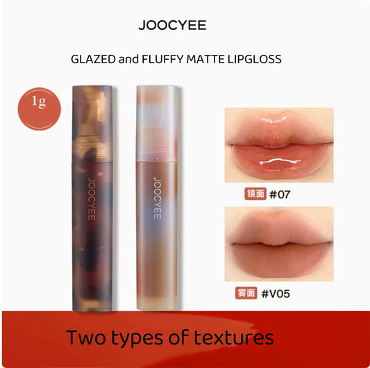 JOOCYEE mini size 1g GLAZED and FLUFFY MATTE LIPGLOSS g Moisturizer Long-lasting Crystal Beauty Lip Waterproof Makeup Cosmetics