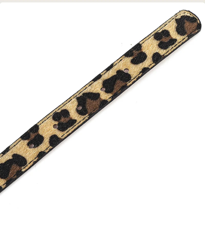 Fashionable Leopard Print Dog Collar PU Soft Adjustable Pet Collar Durable Dog Collars for Small Medium Dogs Outdoor Pet Supplie