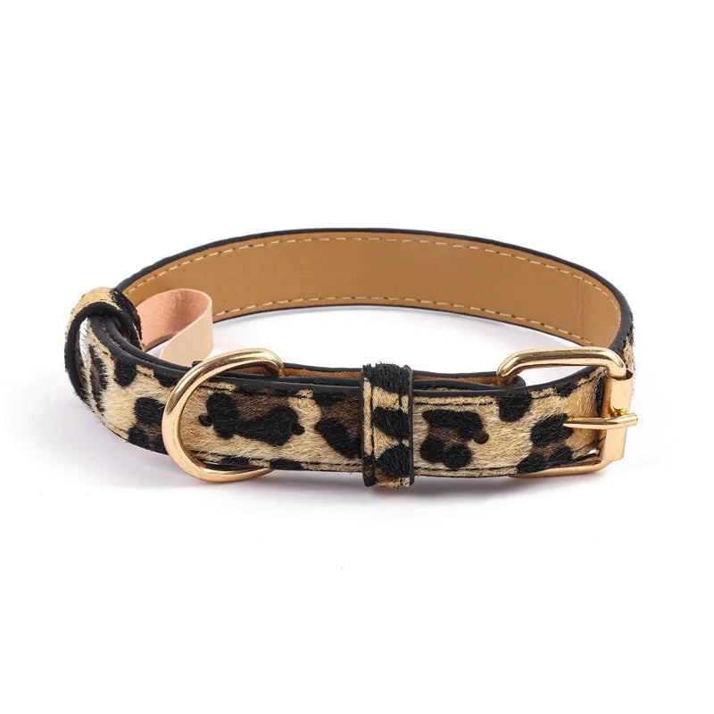 Fashionable Leopard Print Dog Collar PU Soft Adjustable Pet Collar Durable Dog Collars for Small Medium Dogs Outdoor Pet Supplie
