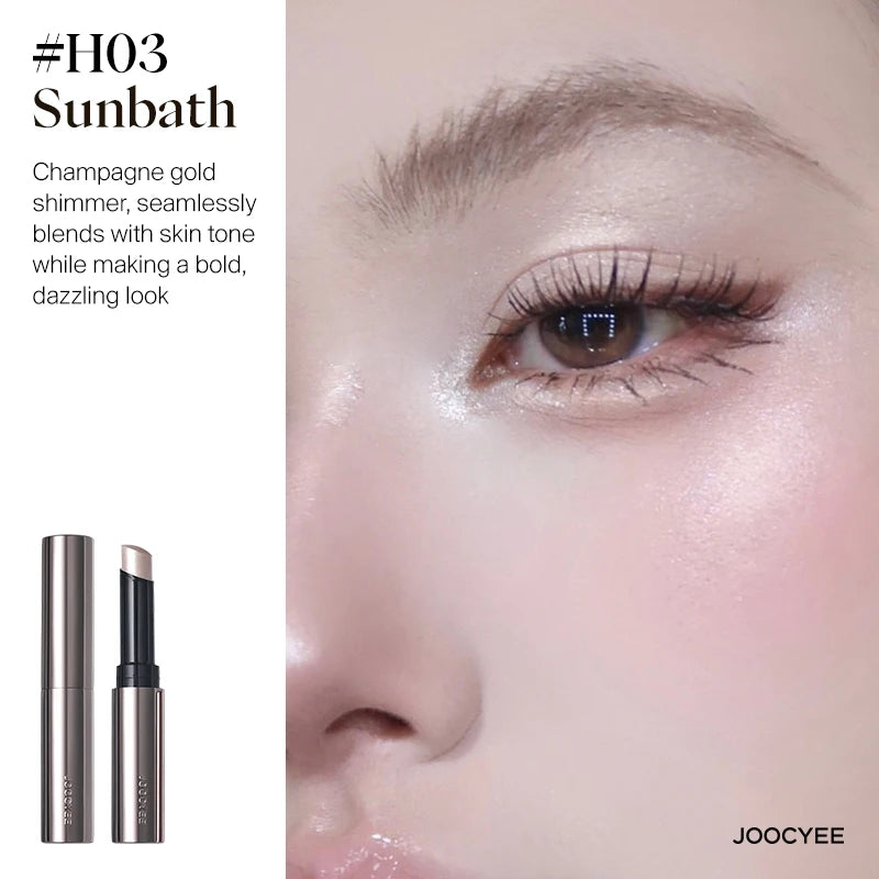 Joocyee Jelly Highlighter Stick Diamond Shimmer Long-Lasting Weightless Feel Waterproof Champagne Cosmetics Face Makeup