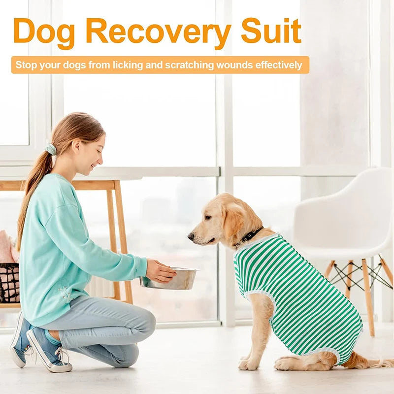 Dog Recovery Suit for After Surgery, Anti Licking Wounds Bodysuit Stripe Onesie Neuter Spay Surgery Suit for Medium Large Dogs