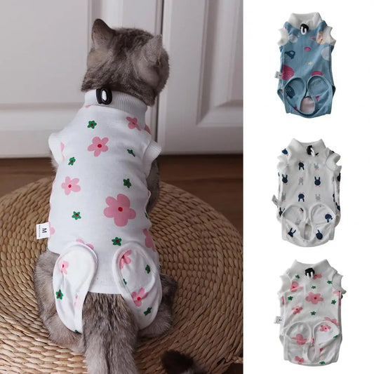 Cotton Pet Surgery Rehabilitation Clothing Post Operative Cat Clothes Cat Recovery Suit Kitten Vest Cat Accessories