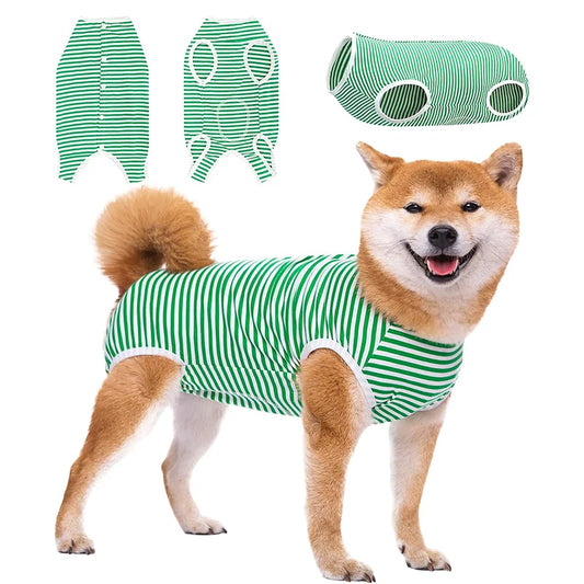 Dog Recovery Suit for After Surgery, Anti Licking Wounds Bodysuit Stripe Onesie Neuter Spay Surgery Suit for Medium Large Dogs